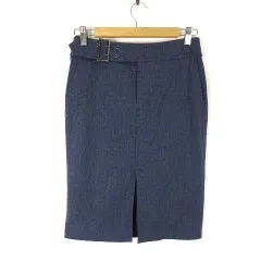 ボディドレッシングデラックス BODY DRESSING Deluxe スカート タイト カシミヤ ウール ひざ丈 ベルト付 M 9 ブルーグレー