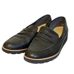 美品 artemis by DIANA アルテミス ダイアナ ウェッジソール 厚底コインローファー ME43746 23cm ブラック レディース 古着 中古 USED