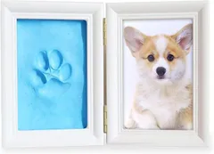 S-NET エスネット 動物看護士 監修 ペット メモリアル フォト フレーム 写真 立て 手形 足型 粘土 付き SN-285-PF (ブルー,  15 cm x 23 cm)