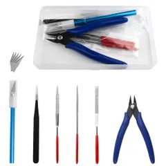 WMYCONGCONG プラモデル 工具 8点セット 初心者向き 入門用モデルツールキット デザインカッター（5個 替え刃付き）薄刃ニッパー ヤスリ 精密ピンセット 収納ケース付き プラモデル道具 クラフトツール