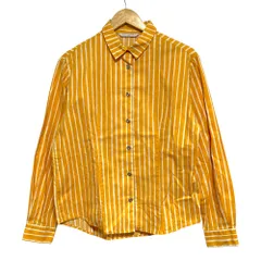 美品 Marimekko マリメッコ Jokapoika shirt ストライプ シャツ ブラウス Lサイズ イエロー レディース 古着 中古 USED