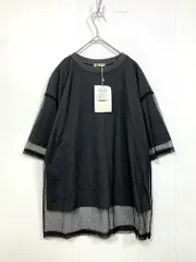 新品 Java ジャバ jv1010288 チュールレイヤードバックプリント Tシャツ sizeL/チャコール×ブラック ■■レディース