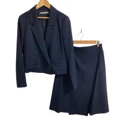 美品 theory luxe セオリーリュクス サキソニーソフト ダブルジャケット スカート セットアップ スーツ サイズ38 ネイビー レディース 古着 中古 USED