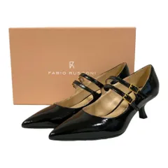 新品同様 FABIO RUSCONI ファビオルスコーニ ポインテッドトゥ ダブルストラップパンプス 36 約23cm ブラック レディース 古着 中古 USED