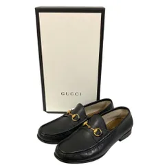 美品 GUCCI グッチ ホースビットローファー シューズ 8 約27cm ブラック メンズ レディース 古着 中古 USED