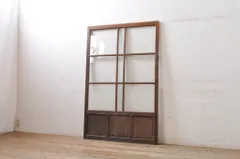 ▼現状販売▼ ガラス戸1枚 アンティーク建具 腰抜欅(ケヤキ)材  幅広  引き戸 4～7営業日前後で発送(※修理加工希望の方3ヶ月程で発送) R-068314
