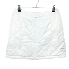 【美品】キャロウェイ 中綿リバーシブルスカート 白 キルティング 裏ストライプ 裾ロゴ  レディース L ゴルフウェア Callaway