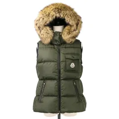 美品 MONCLER モンクレール BAIRON フーデッド ダウンベスト 2 カーキ レディース 古着 中古 USED