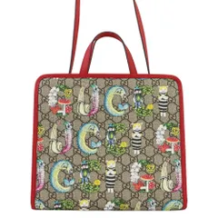 美品 GUCCI グッチ ヒグチユウコ チルドレンズ GGスプリーム 2WAYトートバッグ レッド レディース 古着 中古 USED