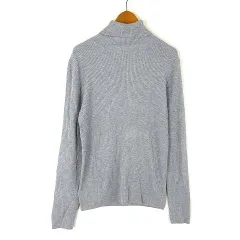 ジーユー GU リブ タートルネック セーター ニット 長袖 L グレー