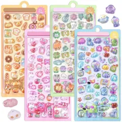 【送料無料】Drado ぷくぷくシール ぷくぷく ぷっくり 立体シール かわいい 4枚セット 立体 おしゃれ デコシール ごほうび 子供 貼り付け可能 贈