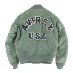 AVIREX (アヴィレックス) バックロゴデザイン マルチポケット ジップアップ MA-1 ボンバージャケット カーキ 8415-818-7352