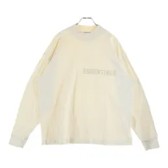 FEAR OF GOD ESSENTIALS (フィアオブゴッド エッセンシャルズ) モックネック フロントフロッキープリント ロングスリーブカットソー 長袖Tシャツ ベージュ