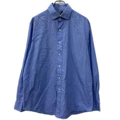 90s POLO RALPH LAUREN 長袖 無地シャツ L ブルー ポロバイラルフローレン ボタン クラシックフィット 無地 シンプル 春物 a801-6189