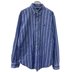 RALPH LAUREN 長袖 ストライプシャツ L ブルー ラルフローレン ボタンダウン ボタン ワンポイント刺繍 クラシックフィット 春物 a801-6194