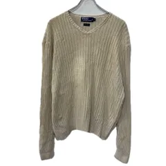 POLO RALPH LAUREN シルクニット セーター M アイボリー ポロバイラルフローレン プルオーバー Vネック シルク100% 春秋物 a801-6201