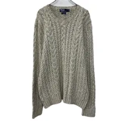 POLO RALPH LAUREN コットンニット セーター XXL ベージュ ポロバイラルフローレン プルオーバー ケーブルニット 無地 秋物 a801-6203
