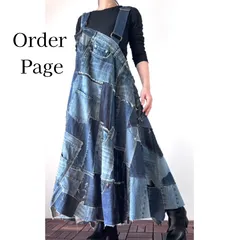 【雰囲気オーダー】アシメデザイン×濃紺デニムの一点ものジャンパースカート サロペット　リメイクデニム 古着リメイク・アップサイクル038