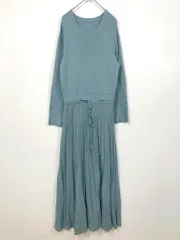Mila Owen ミラオーウェン 09WN0195111 ウエストリボンプリーツニット ワンピース size1/青  ■■レディース