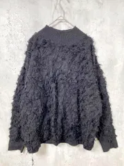 Ray BEAMS レイビームス 61-15-1110-646 定価13200円 カット ジャカード フリンジ ハイネック ニット セーター 黒 ■■レディース