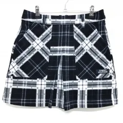 【超美品】トミーヒルフィガーゴルフ スカート ネイビー×白 チェック柄 ベロア風生地  レディース L ゴルフウェア Tommy Hilfiger Golf