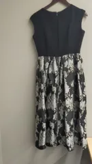 N1043 CELFORD セルフォード ジャガードドッキングワンピース ロング ノースリーブ 38 ブラック レディース 裏地有 フロッキー バックファスナー