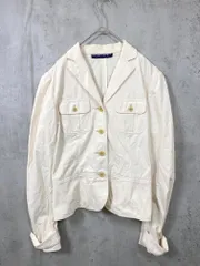 Ralph Lauren ラルフローレン コットン ストレッチ ミリタリー テーラード ジャケット size13/アイボリー  ■■レディース