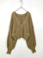 Heather ヘザー シャギーニット ショート カーディガン sizeF/茶  ■■レディース