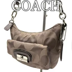 コーチ COACH ショルダーバッグ Y2K ブラウン シグネチャー キャンバス チェーンストラップ ミニバッグ ロゴプレート ファスナー開閉 ワンショルダー 肩掛け