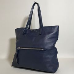 2512-45｜ミュウミュウ トートバッグ レザー ネイビー - メルカリ