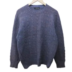 ブルックスブラザーズ BROOKS BROTHERS ケーブルニット セーター ウール クルーネック 長袖 40 約M 紫 パープル 系 IBO87 0121