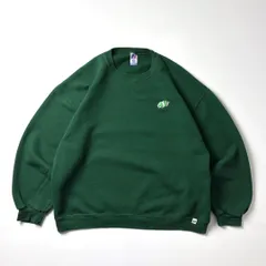RUSSELL ATHLETIC ラッセルアスレチック スウェット トレーナー XL グリーン 緑 無地 刺繍 ワンポイント 短丈 ヘビーウェイト 裏起毛 クルーネック ビッグシルエット 90s USA古着