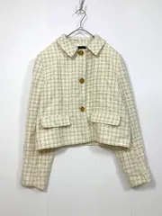 ZARA ザラ ツイード チェック柄 ジャケット sizeL/ベージュ ■■レディース