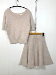 美品 PROPORTION BODY DRESSING プロポーションボディドレッシング アンゴラ混 モヘアタッチ ニット スカート セットアップ sizeF/2/ピンクベージュ ■■レディース