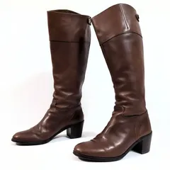 脚長効果◎【OdetteeOdile】オデットエオディール レザー ロング ブーツ B51751 unitedarrows ヒール バック ファスナー おしゃれ シンプル 高級感 大人スタイル 大人コーデ レディース ブラウン 22.5cm /M41631HH