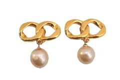 CHANEL シャネル ヴィンテージ クリップオン イヤリング イミテーション パール 金メッキ 5630N