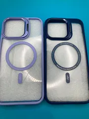 iPhone15 Pro Max ケース MagSafe対応 クリア パープル / ネイビー/ブラック