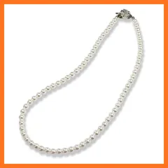 【新品】 [CRANES COLLECTION] 長期 パールネックレス 真珠 日本製 天然貝パール 6mm珠 自社生産 選べるサイズ8サイズ 選べる金具 ホワイト 大人でもお子様でも使える (BOXケース/巾着袋付き, スライド, 6mm46N-BOX) 0