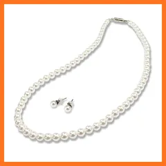 【新品】 [CRANES COLLECTION] 長期 パールネックレス 真珠 日本製 天然貝パール 6mm珠 自社生産 選べるサイズ8サイズ 選べる金具 ホワイト 大人でもお子様でも使える (BOXケース/巾着袋付き,ピアス, マグネット, 6mm40P 0