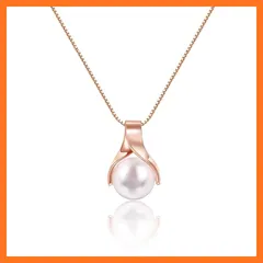 【新品】 [Naniwaai] ネックレス レディース パール ネックレス 真珠 ペンダント シルバー 金属アレルギー対応 人気 女性 ジュエリー プレゼント 結婚式 記念日 母の日 ピンクゴールド 0