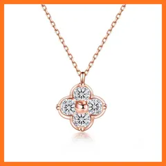 【新品】 [FH.bird] 錆びないネックレス レディース 人気 ブランド 四つ葉 クローバー「幸運のお守りです」シルバー925 ピンクゴールド ネックレス アレルギー対応 5Aジルコニア 高校生 女子 彼女記念日プレゼント 誕生日 プレゼント 0