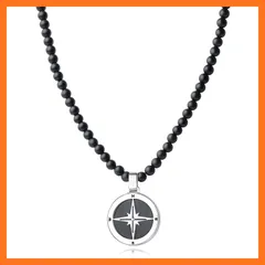 【新品】 [GAVU] [ガーブ] 4mmマットオニキス コンパス パワーストーンネックレス メンズ 50cm 0