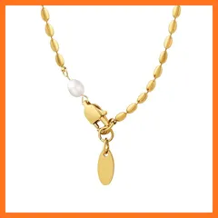 【新品】 [AJIRO ACCESSORY]N020 ネックレス パール ボールチェーン ゴールド おしゃれ レディース ギフト プレゼント デイリー ステンレス 人気 0