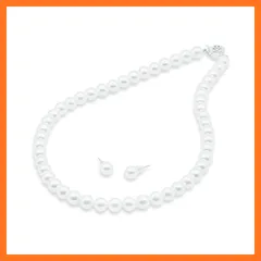 【新品】 [Sophia & Co] パール ネックレス 真珠 花珠級 国産プレミアムパール 冠婚葬祭 イベント 8mm 42cm ホワイト (42cm, ピアスセット) 0