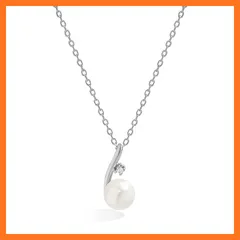 【新品】 [Pasurohu] ネックレス レディース K18 18金コーティング シルバー925 真珠 淡水パール 6.5mm 最高級キュービックジルコニア ペンダント 人気 華奢 ローズゴールド ゴールド プラチナ アジャスター付き 金属アレルギー対応 1