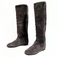 イタリア製◎【FABIORUSCONI】ファビオルスコーニ スエード ロング ブーツ F53223 天然皮革 おしゃれ シンプル 大人スタイル きれいめ 高級感 冬 こなれ感 レディース ダークグレー 23.5cm 相当 /M41632HH