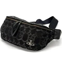 【従わない美学を、黒で】　Vivienne Westwood RED LABEL　ボディバッグ ウエストポーチ オーブ 斜めがけ 総柄　ブラック