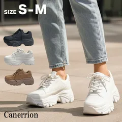 新品）Canerrion 厚底スニーカー 軽量 レディース Black White Brown c-025 カジュアル モード シンプル 学生 通学 婦人 普段履き ひも靴 S/Mサイズ