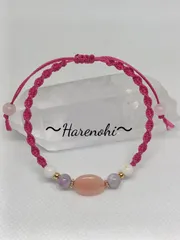 No.9 チェリークォーツ・ラベンダーアメジスト使用*☆マゼンダピンクカラーマクラメブレスレット♡