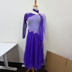 ☆リメイク☆社交ダンス スタンダードドレス ロイヤルブルー L〜LL